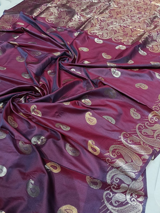 Dual Tone Lite Weight Open Border Banarasi Silk With BP