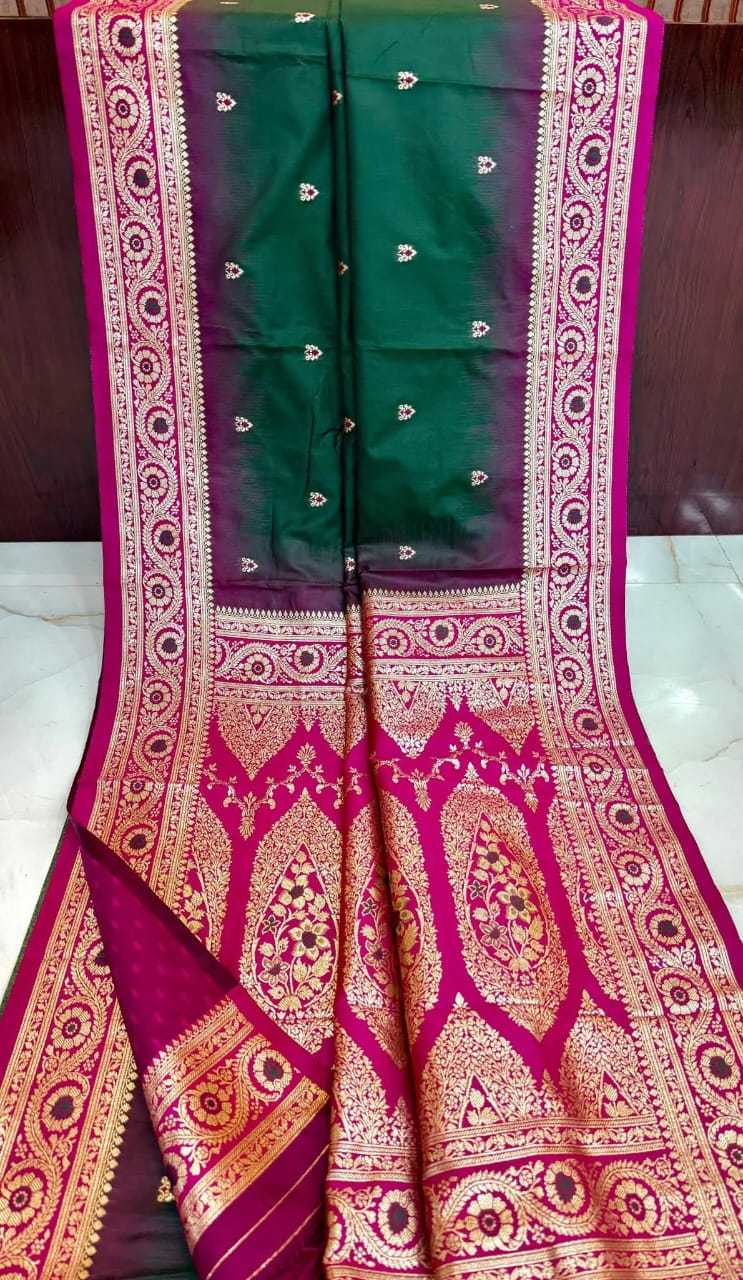 Party wear pure cutwork bichitra silk with bp with all over stone p